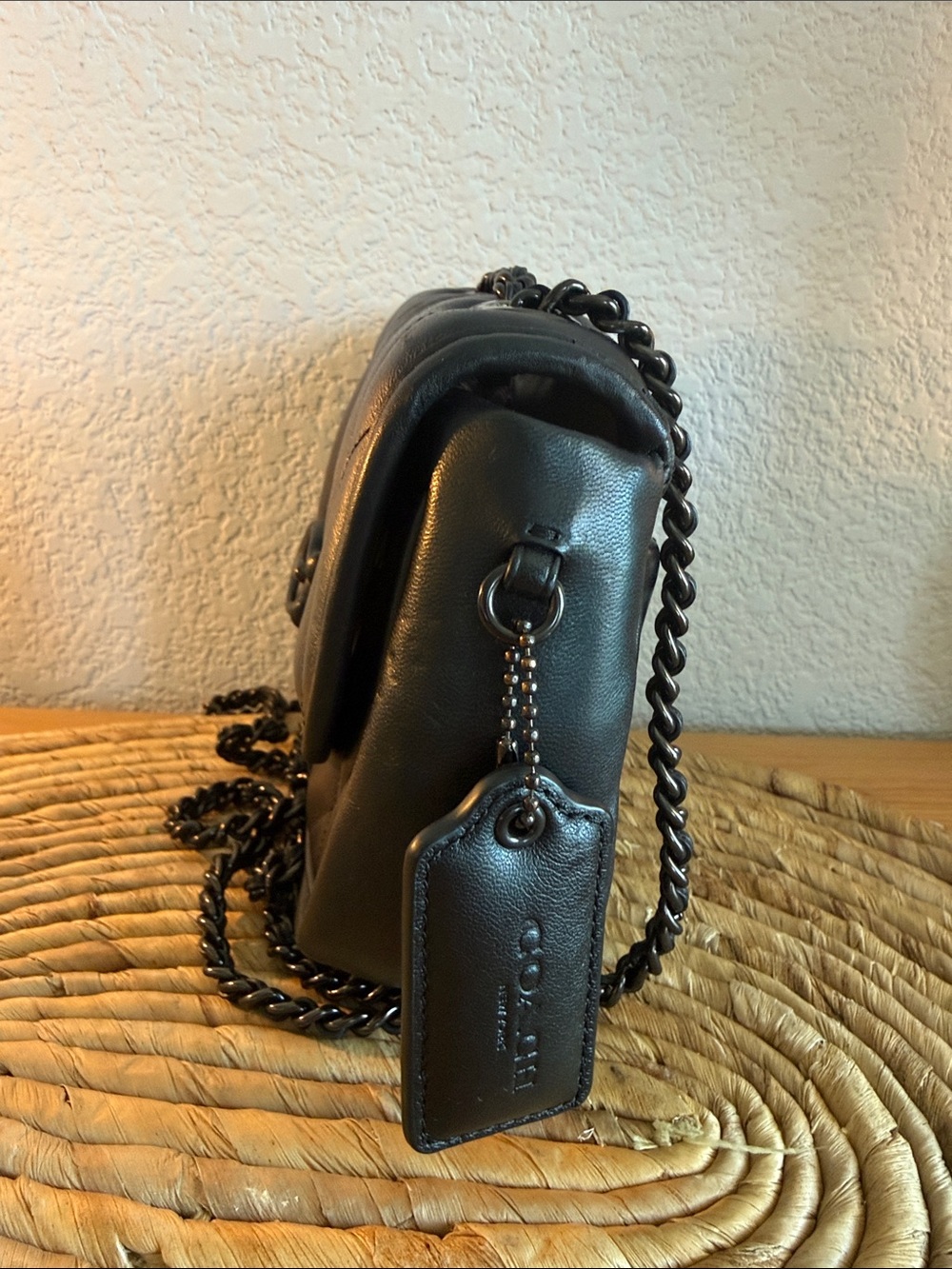 Coach Black Quilted Crossbody with Chain Top Handle - Picture 3 of 8
